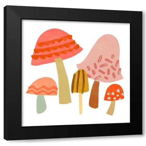 Cupcake Mushrooms IV Black Modern Wood Framed Art Print with Double Matting by Vess, June Erica