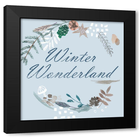 Snowy Christmas III Black Modern Wood Framed Art Print with Double Matting by Wang, Melissa