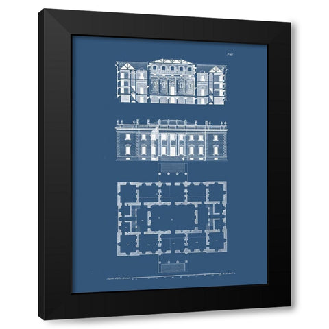 Custom Graphic Building and Plan VI Black Modern Wood Framed Art Print with Double Matting by Gibbs, James