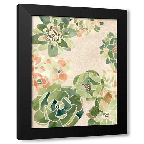 Stained Glass Succulents I Black Modern Wood Framed Art Print with Double Matting by Vess, June Erica