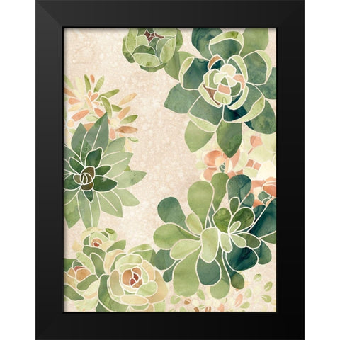 Stained Glass Succulents II Black Modern Wood Framed Art Print by Vess, June Erica