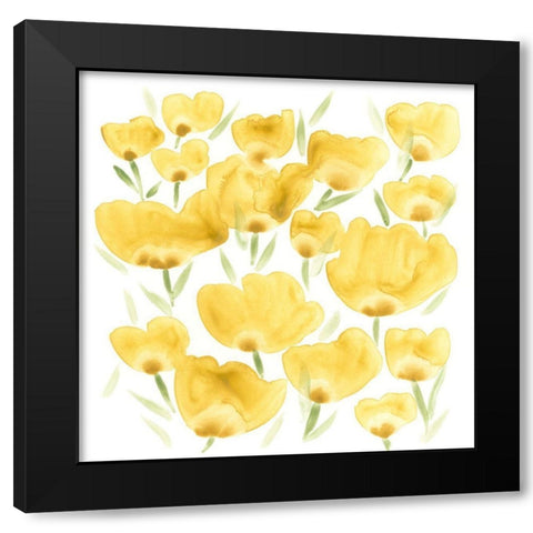 Sunny Meadow I Black Modern Wood Framed Art Print by Vess, June Erica