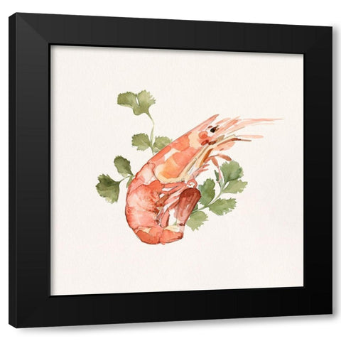 Shrimp for Dinner I Black Modern Wood Framed Art Print with Double Matting by Caroline, Emma