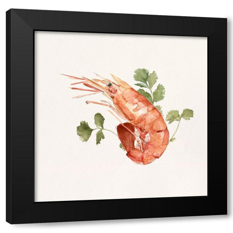 Shrimp for Dinner II Black Modern Wood Framed Art Print with Double Matting by Caroline, Emma