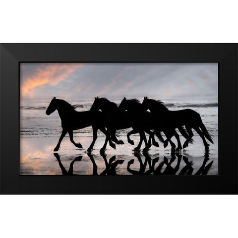 Wave Runners I Black Modern Wood Framed Art Print by PHBurchett