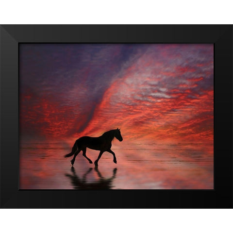 Wave Runners II Black Modern Wood Framed Art Print by PHBurchett