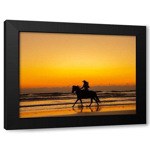 Wave Runners IV Black Modern Wood Framed Art Print by PHBurchett
