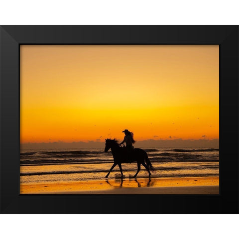 Wave Runners IV Black Modern Wood Framed Art Print by PHBurchett