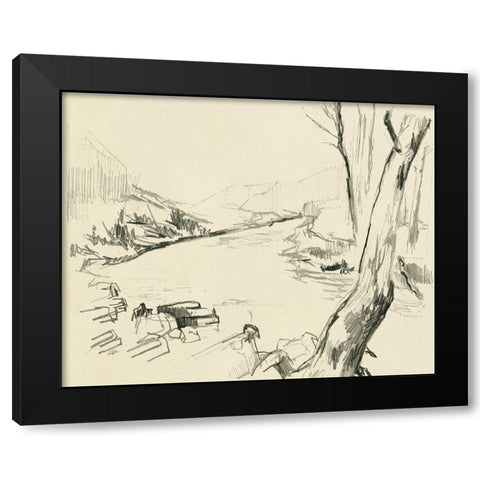 Winding Brook Sketch I Black Modern Wood Framed Art Print with Double Matting by Parker, Jennifer Paxton