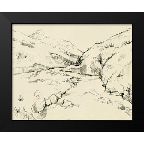Winding Brook Sketch II Black Modern Wood Framed Art Print by Parker, Jennifer Paxton