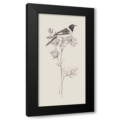 Nature with Bird I Black Modern Wood Framed Art Print with Double Matting by Wang, Melissa