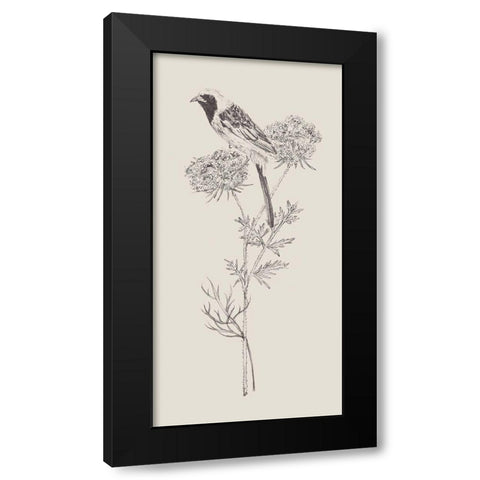 Nature with Bird II Black Modern Wood Framed Art Print with Double Matting by Wang, Melissa