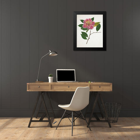 Pressed Camellia II Black Modern Wood Framed Art Print by Warren, Annie