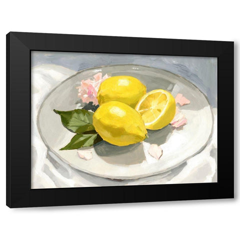 Lemons on a Plate I Black Modern Wood Framed Art Print with Double Matting by Barnes, Victoria