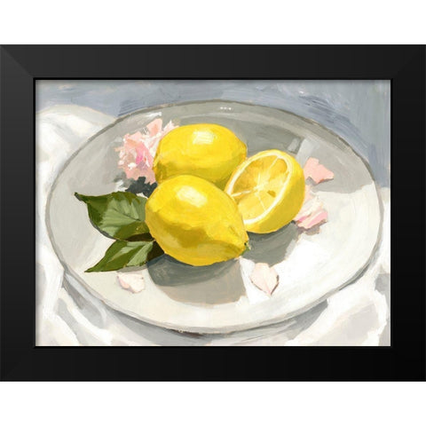 Lemons on a Plate I Black Modern Wood Framed Art Print by Barnes, Victoria