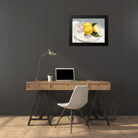 Lemons on a Plate II Black Modern Wood Framed Art Print by Barnes, Victoria