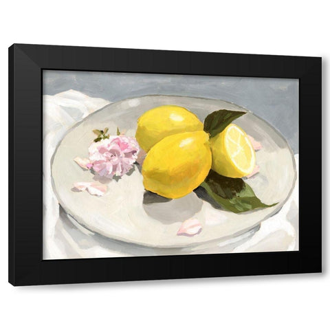 Lemons on a Plate II Black Modern Wood Framed Art Print with Double Matting by Barnes, Victoria