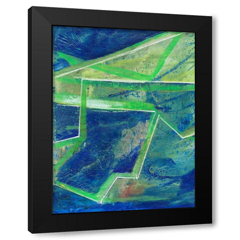 Geometric in Cool I Black Modern Wood Framed Art Print with Double Matting by Combs, Joyce