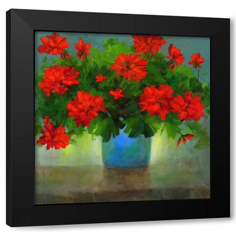 Geraniums I Black Modern Wood Framed Art Print with Double Matting by Finch, Sheila
