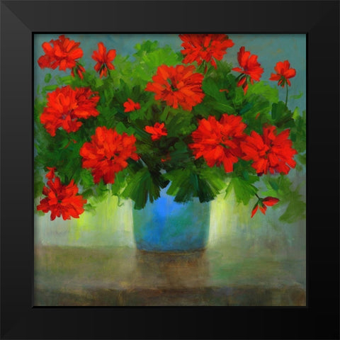 Geraniums I Black Modern Wood Framed Art Print by Finch, Sheila