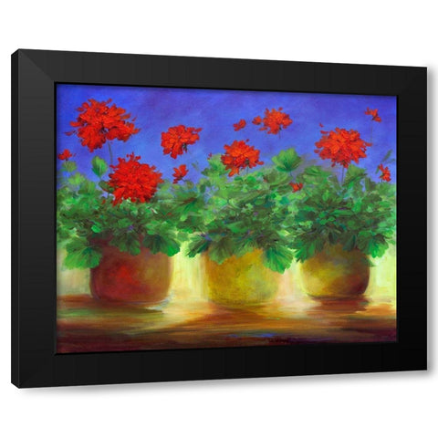 Geraniums II Black Modern Wood Framed Art Print by Finch, Sheila