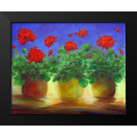 Geraniums II Black Modern Wood Framed Art Print by Finch, Sheila