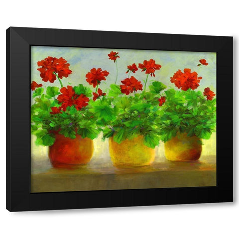 Geraniums III Black Modern Wood Framed Art Print with Double Matting by Finch, Sheila