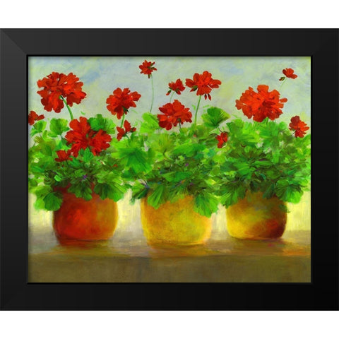 Geraniums III Black Modern Wood Framed Art Print by Finch, Sheila