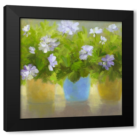 Geraniums IV Black Modern Wood Framed Art Print with Double Matting by Finch, Sheila