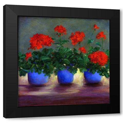 Geraniums V Black Modern Wood Framed Art Print by Finch, Sheila