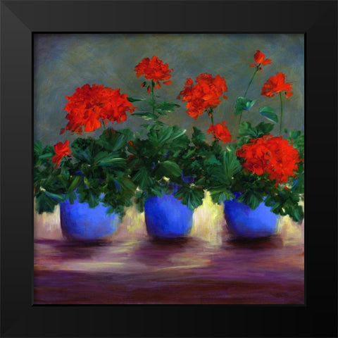 Geraniums V Black Modern Wood Framed Art Print by Finch, Sheila