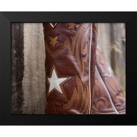 Boots with Star Black Modern Wood Framed Art Print by Jasper, Sisa