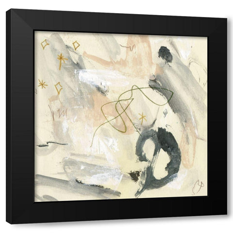 Winking Stars II Black Modern Wood Framed Art Print with Double Matting by Wang, Melissa