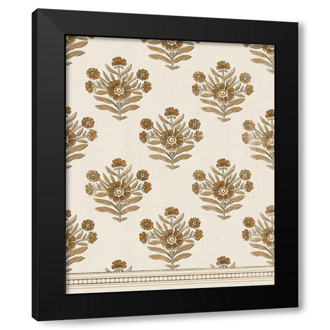 Block Print Blooms I Black Modern Wood Framed Art Print with Double Matting by Barnes, Victoria