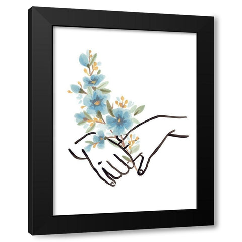Hands and Flowers I Black Modern Wood Framed Art Print with Double Matting by Vess, June Erica