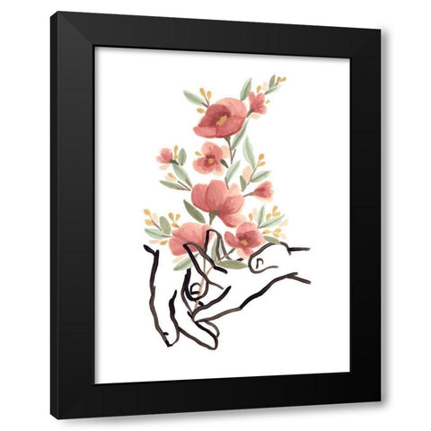 Hands and Flowers II Black Modern Wood Framed Art Print with Double Matting by Vess, June Erica