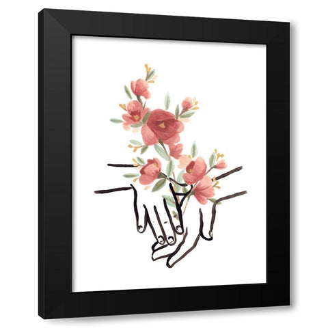 Hands and Flowers III Black Modern Wood Framed Art Print with Double Matting by Vess, June Erica