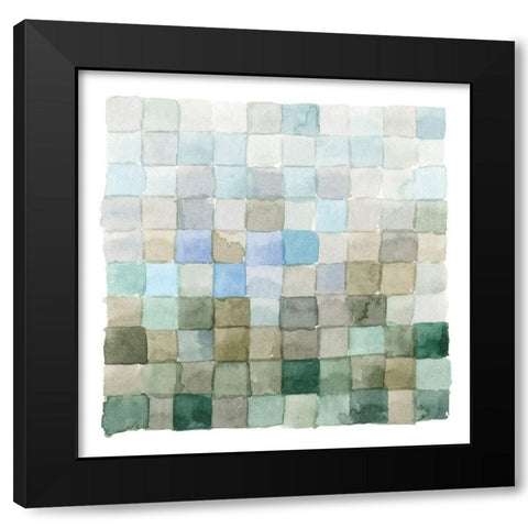 Aquatic Grid I Black Modern Wood Framed Art Print with Double Matting by Caroline, Emma