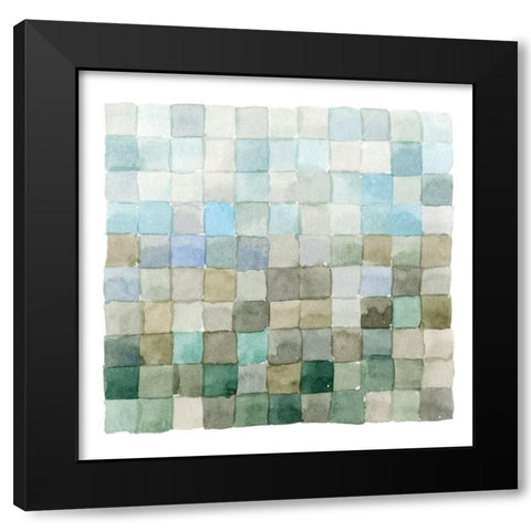 Aquatic Grid II Black Modern Wood Framed Art Print with Double Matting by Caroline, Emma
