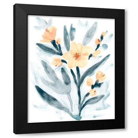 Indigo And Blush Bouquet II Black Modern Wood Framed Art Print with Double Matting by Vess, June Erica