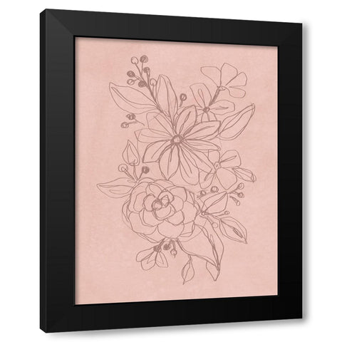 Rosetone Blossoms I Black Modern Wood Framed Art Print by Vess, June Erica