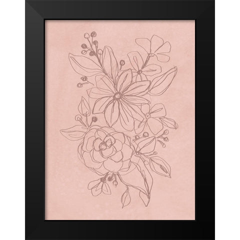 Rosetone Blossoms I Black Modern Wood Framed Art Print by Vess, June Erica