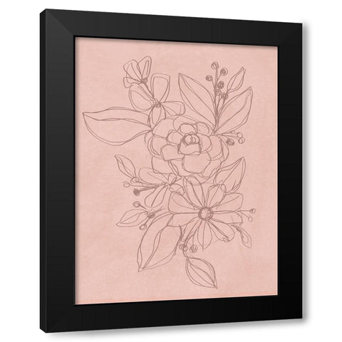 Rosetone Blossoms II Black Modern Wood Framed Art Print by Vess, June Erica