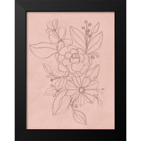 Rosetone Blossoms II Black Modern Wood Framed Art Print by Vess, June Erica