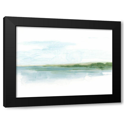 Green Ribbon Coast I Black Modern Wood Framed Art Print by Vess, June Erica