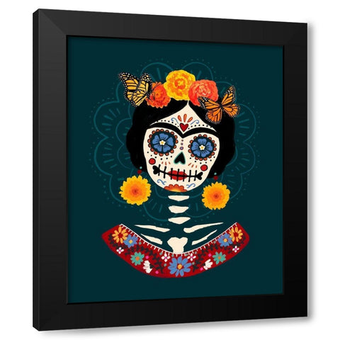 Bright Day of the Dead I Black Modern Wood Framed Art Print by Barnes, Victoria