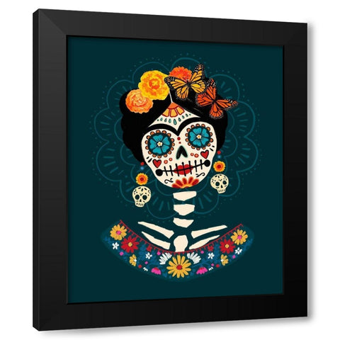 Bright Day of the Dead II Black Modern Wood Framed Art Print by Barnes, Victoria