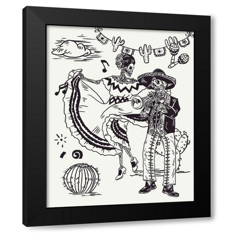 Day of the Dead Parade I Black Modern Wood Framed Art Print by Wang, Melissa