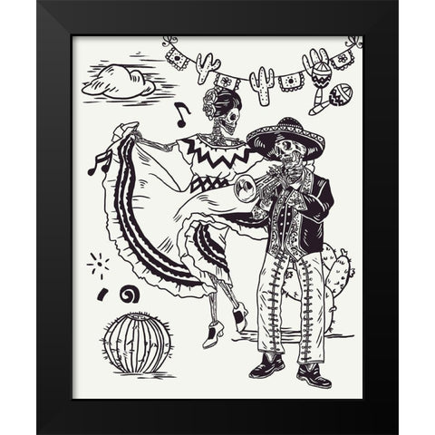 Day of the Dead Parade I Black Modern Wood Framed Art Print by Wang, Melissa