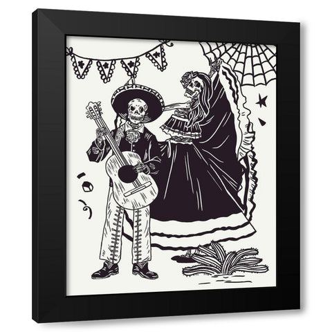 Day of the Dead Parade II Black Modern Wood Framed Art Print with Double Matting by Wang, Melissa